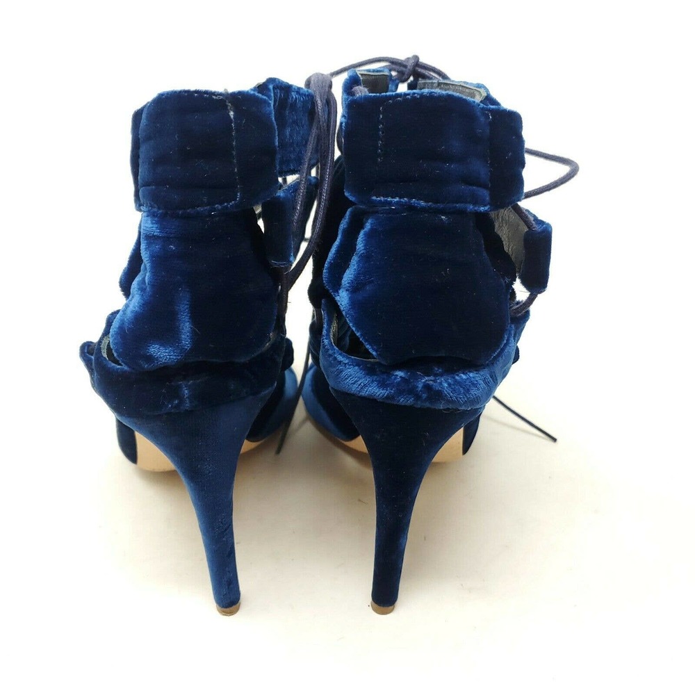 Loeffler Randall Womens Heels Natane Blue Velvet Strappy Gladiator Sandal Sz 8 - Picture 4 of 9